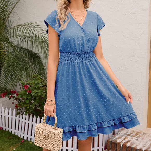 Swiss Dot Cap Sleeve Dress - Picture 4 of 9